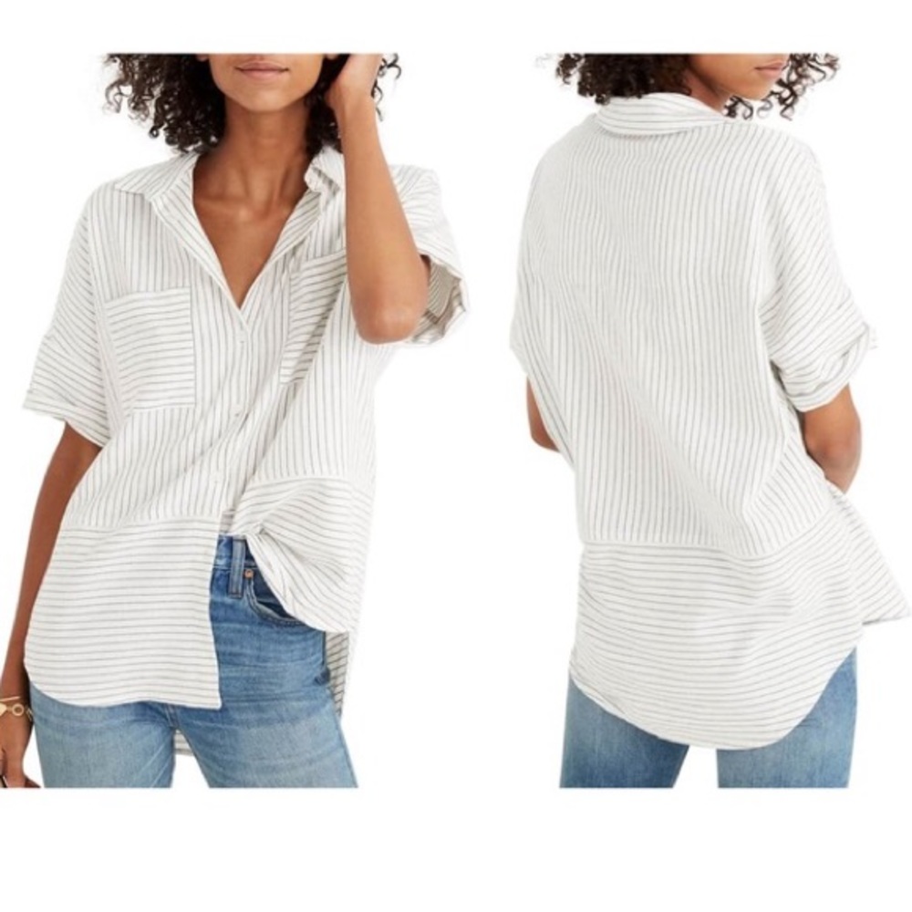 Madewell Courier Shirt in Flannel Pinstripe